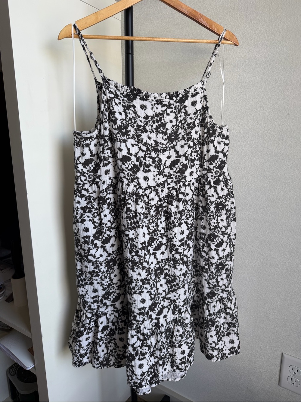 Rails Candice Dress L 100% Cotton Floral Babydoll Mini Sundress Pockets Boho